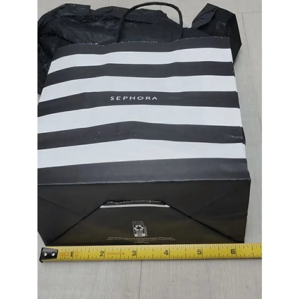 🖤🤍 SEPHORA Empty Black White Striped Paper Shopping Gift Bag with Tissues